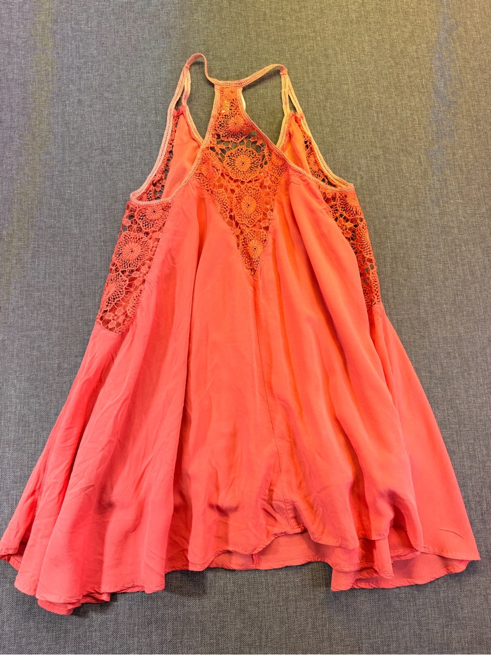 Coral Asymmetrical Lace-Back Sleeveless Dress - Women Small